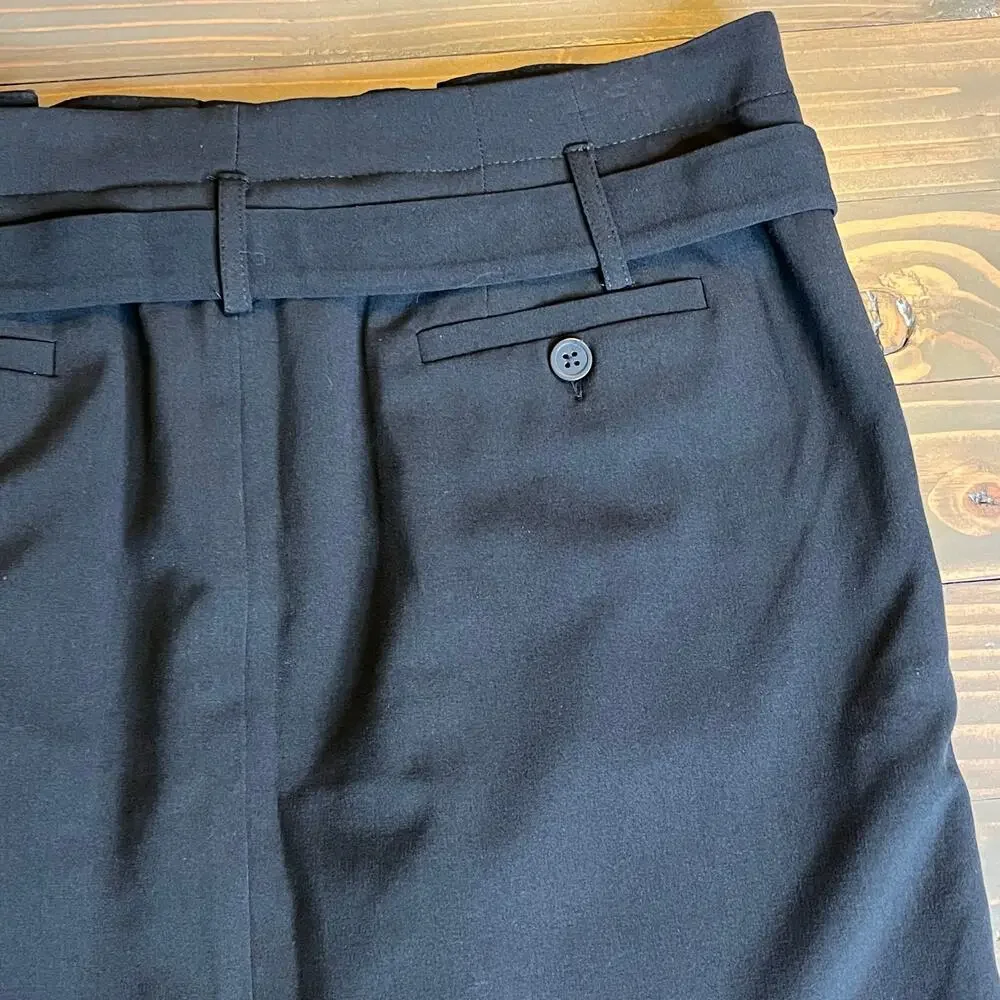 Apostrophe Black Pleated Mini Skirt Petite 12 Belted Dark Academia Office Siren